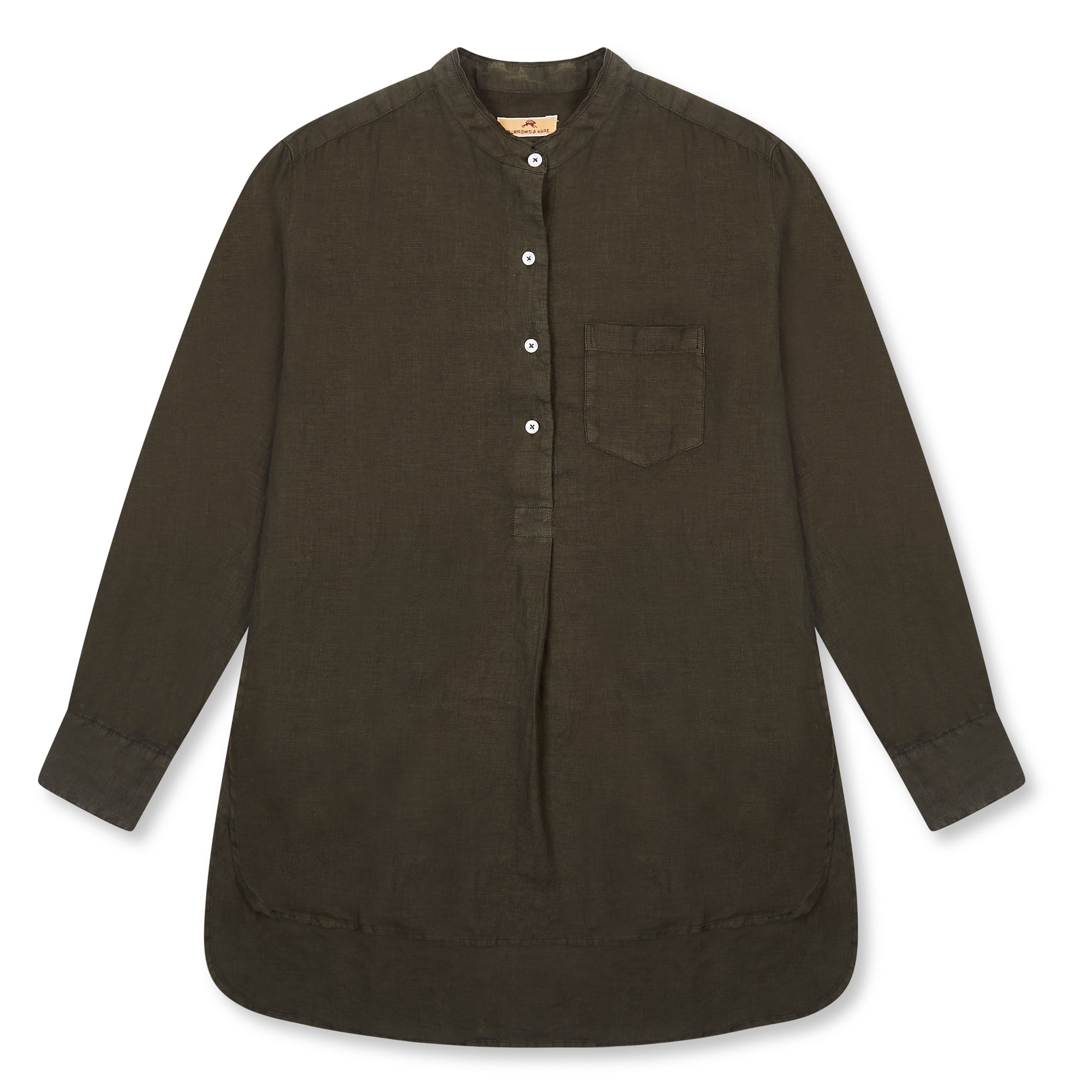 Burrows & Hare Women’s Linen Tunic Shirt - Bottle Green - Burrows and Hare