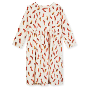 Burrows & Hare Women’s Feather Print Dress - Ecru - Burrows and Hare