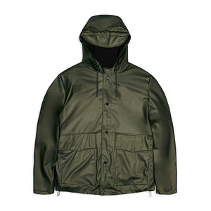 Rains Waterproof Short Hooded Coat - Evergreen - Burrows and Hare