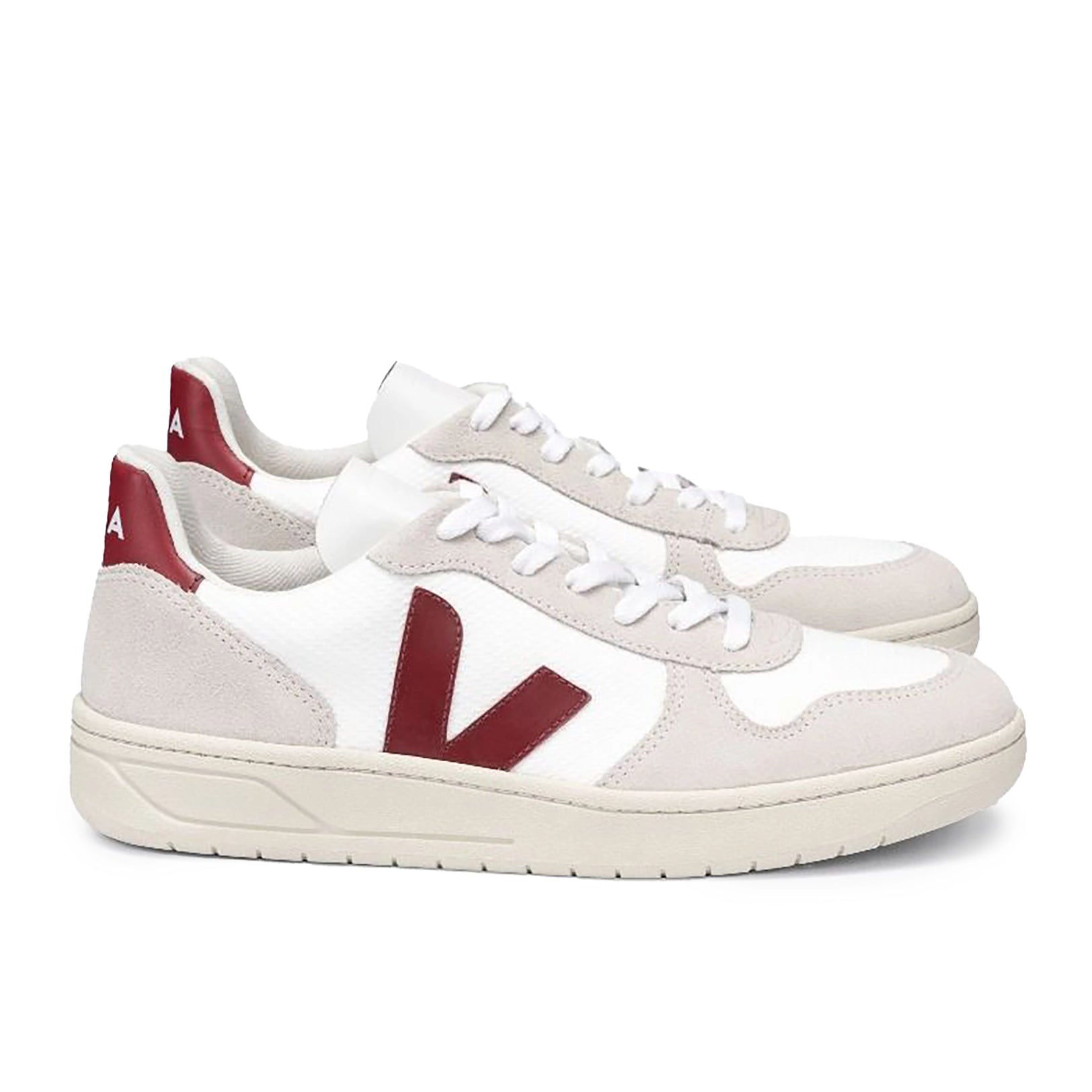 Veja V-10 B-Mesh Trainer - White / Natural / Marsala - Burrows and Hare