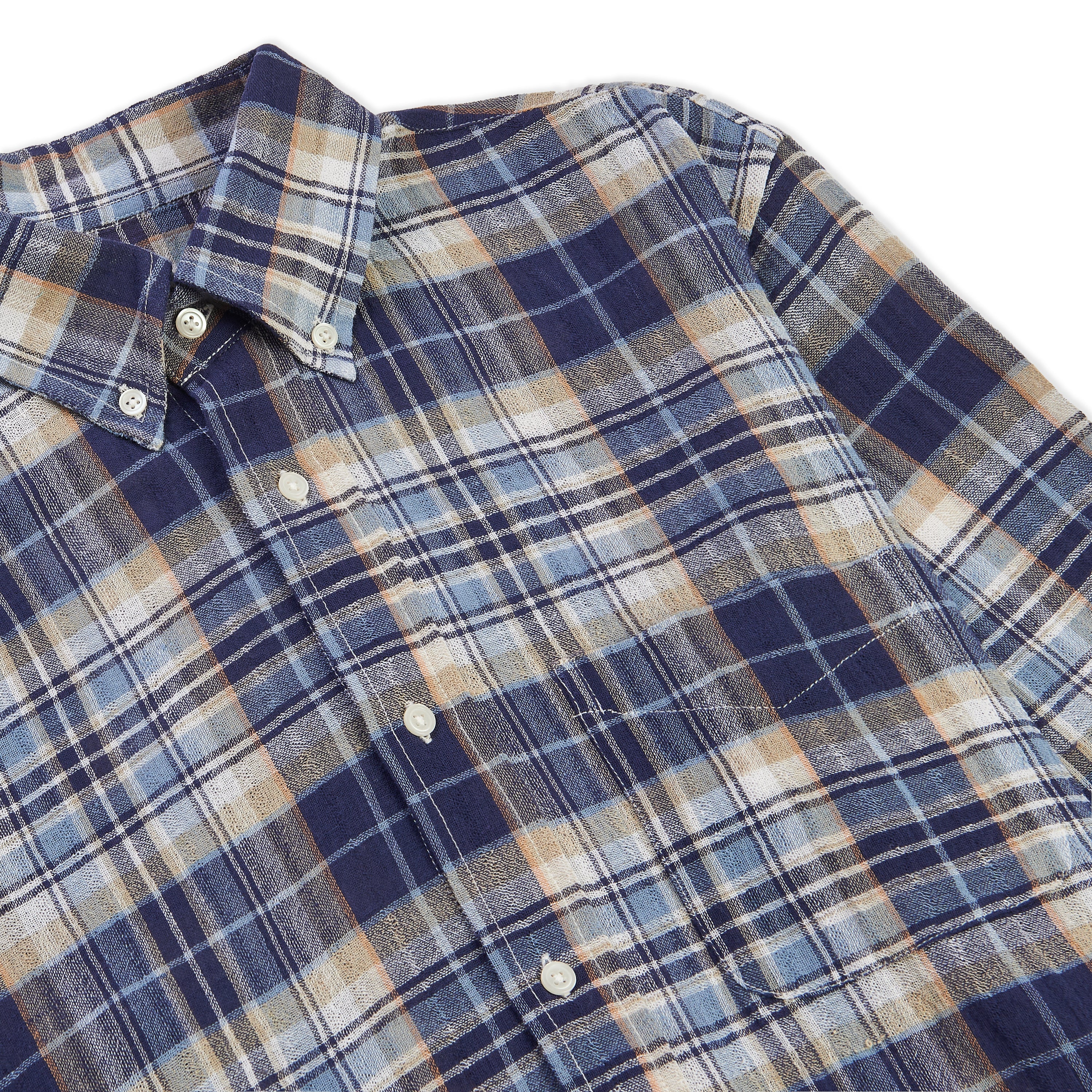 Burrows & Hare Madras Button Down Shirt - Blue - Burrows and Hare