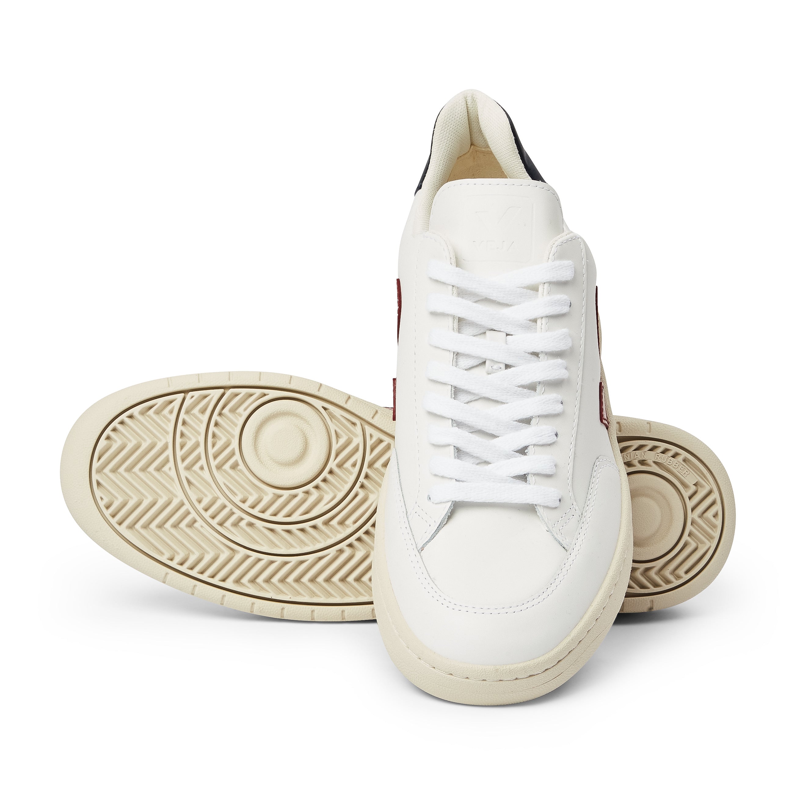 Veja V-12 Leather - Extra White Marsala Nautico - Burrows and Hare