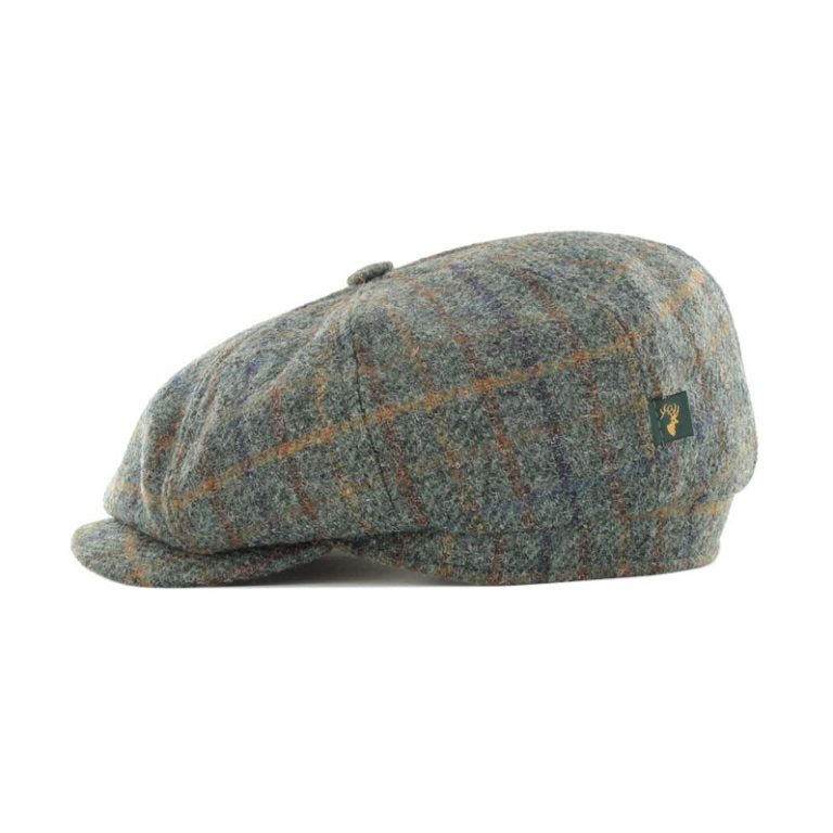 Mucros Weavers Driving Cap - Light Green Check