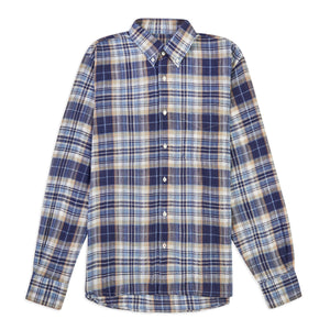 Burrows & Hare Madras Button Down Shirt - Blue - Burrows and Hare