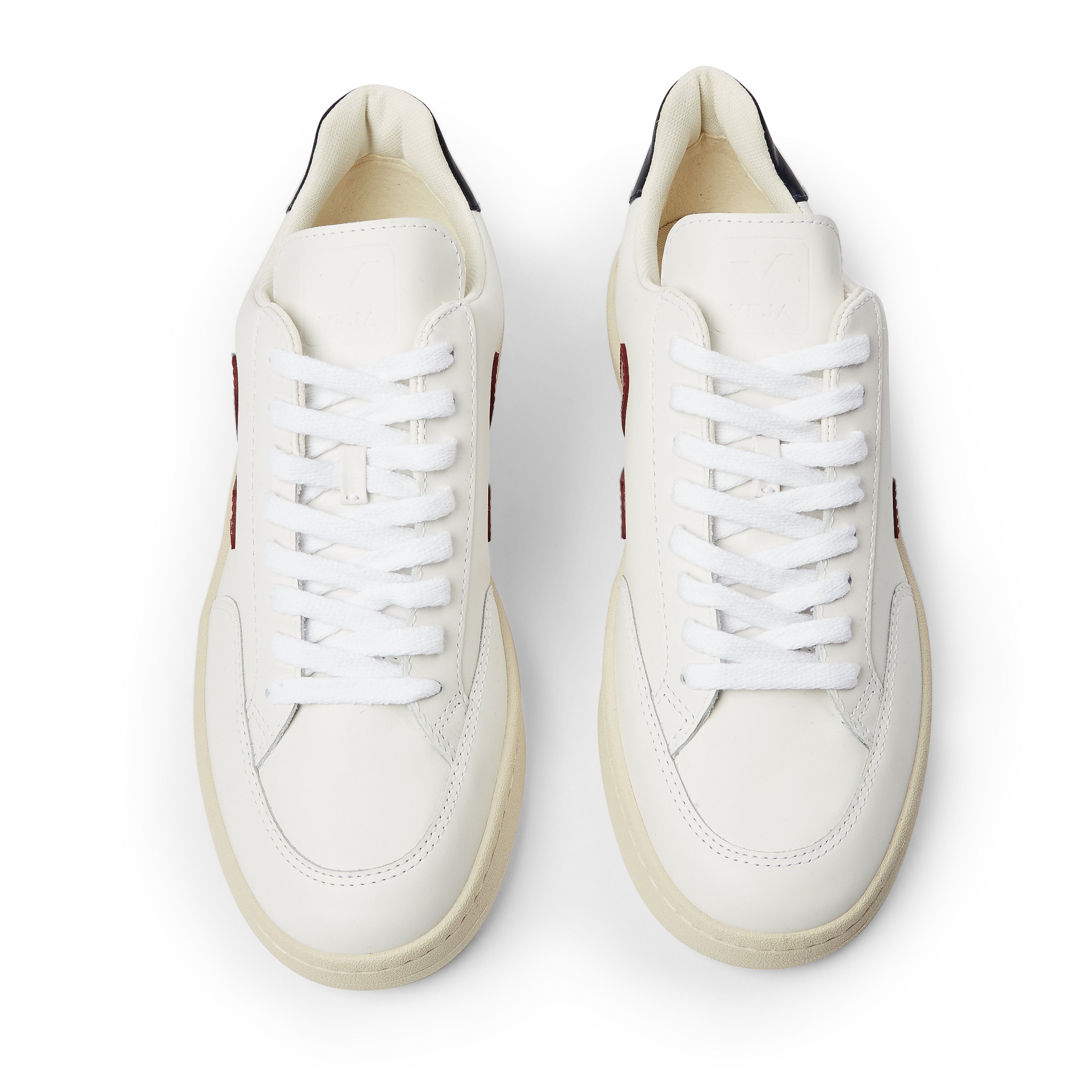 Veja V-12 Leather - Extra White Marsala Nautico - Burrows and Hare